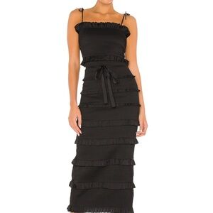 V. Chapman Lily Black Ruffle Midi Dress - 4